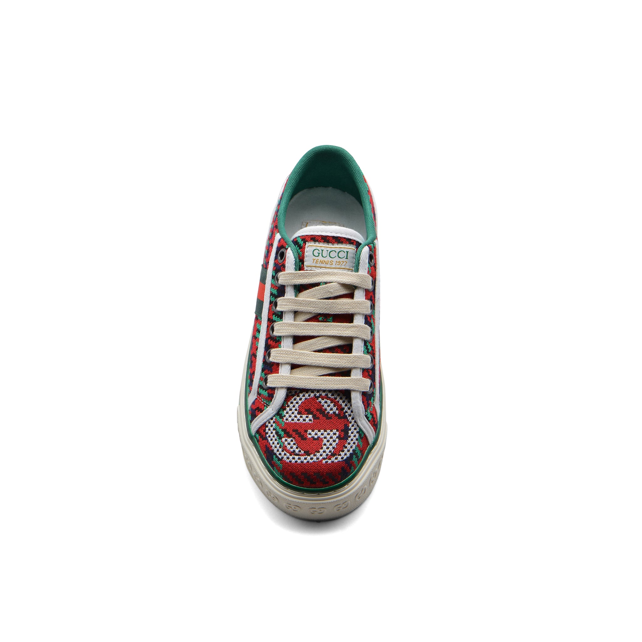 Gucci Cotton Wool Web Houndstooth Interlockin Sneakers Woman GG-1 Red