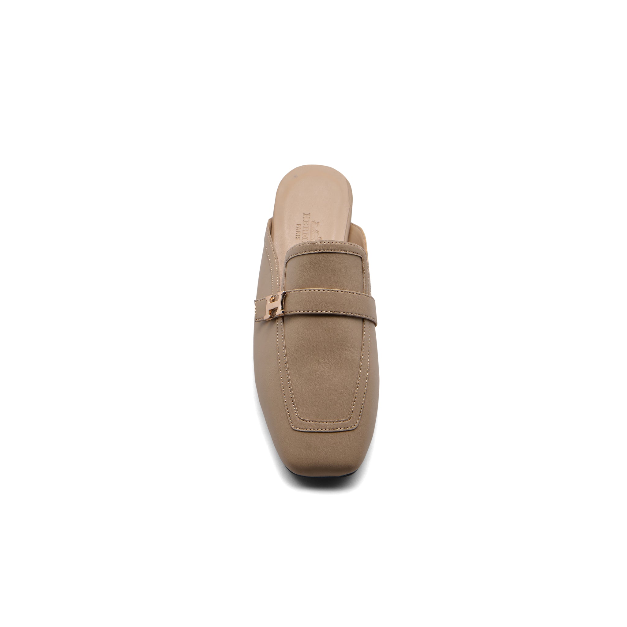 Hermès Groupie H Logo Mules Flats Slipper Woman H66-1 Beige
