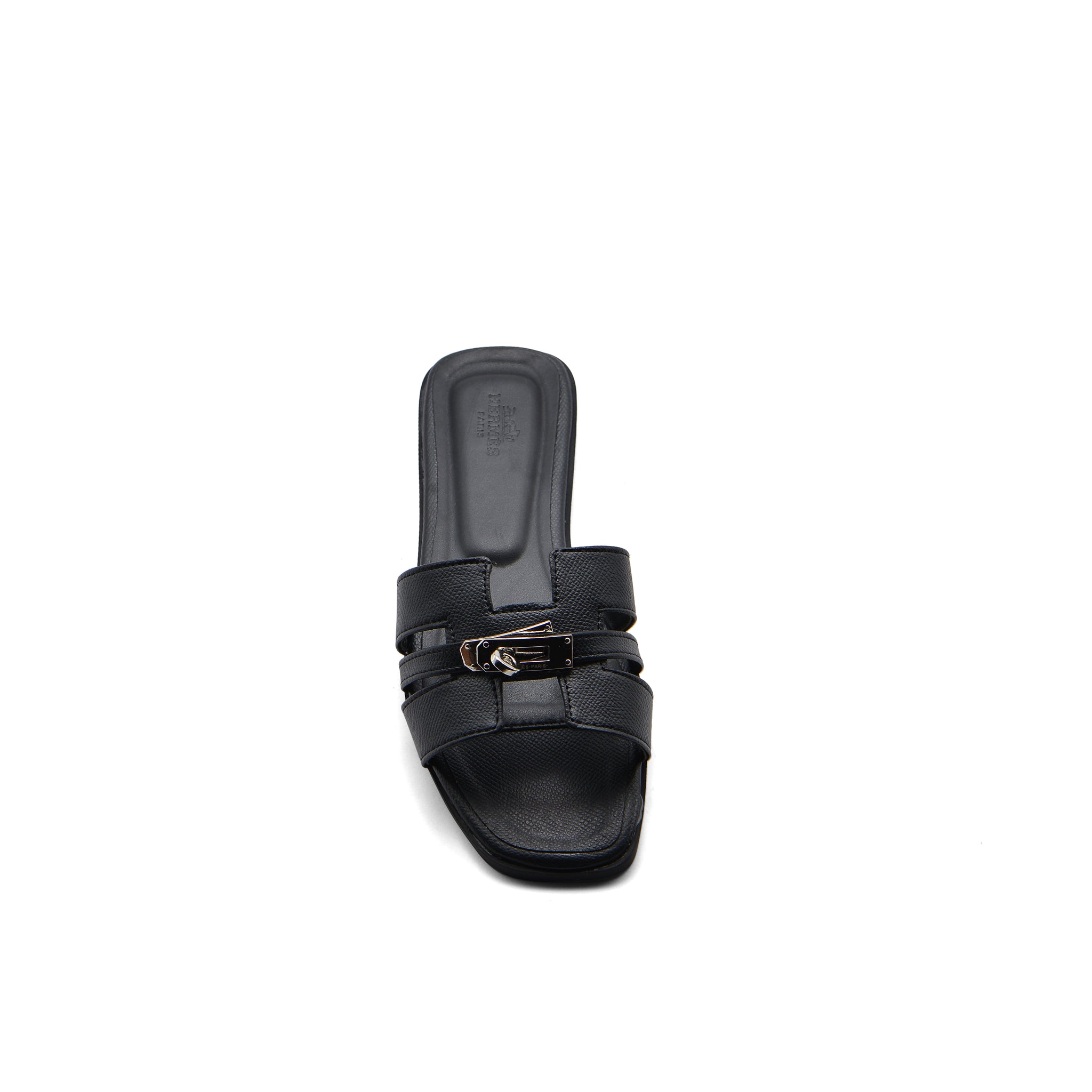 Hermes Calfskin Matte Alligator Giulia Sandals Woman H906 Black