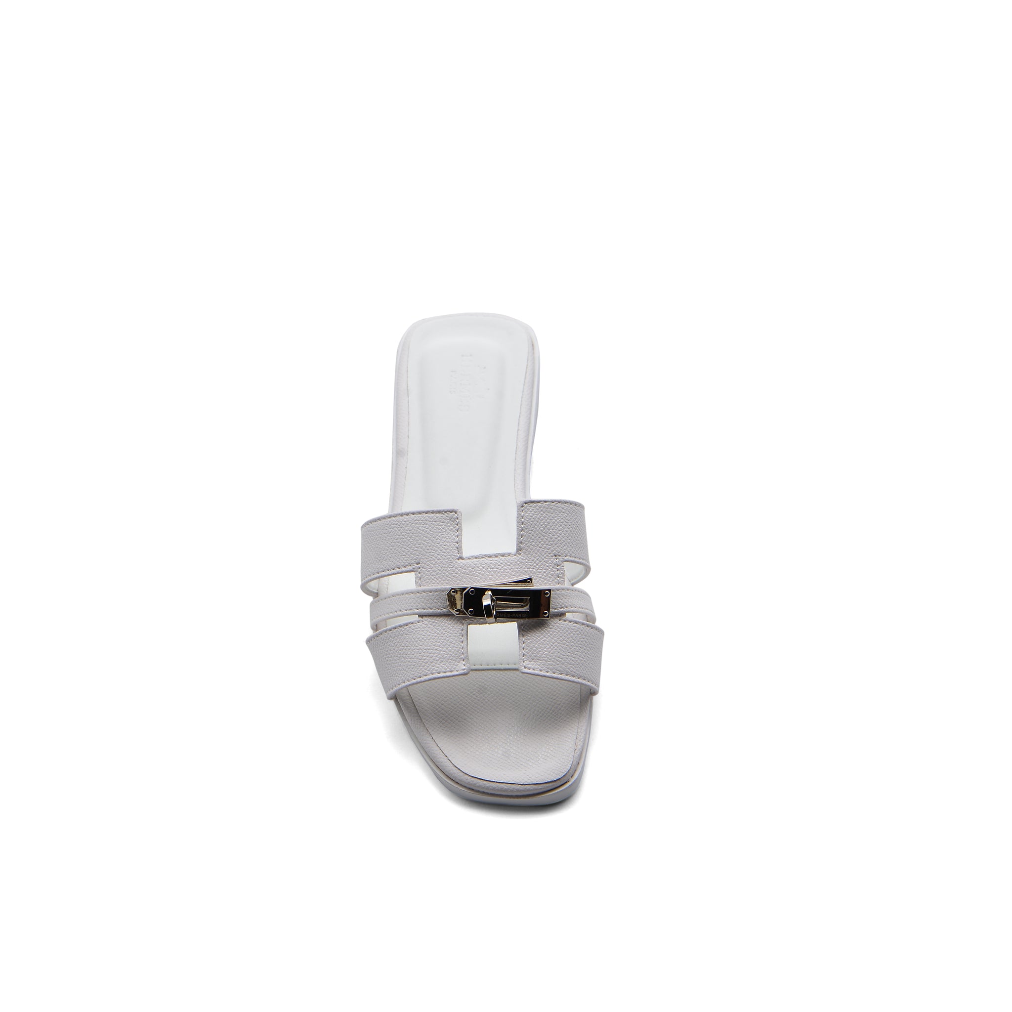 Hermes Calfskin Matte Alligator Giulia Sandals Woman H906 White