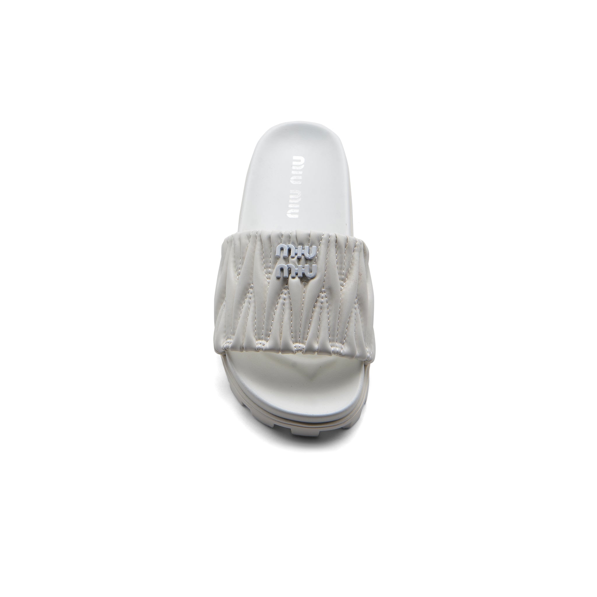 Miu Miu Designer Slides Nappa Leather Beach Slipper Woman 20343 White