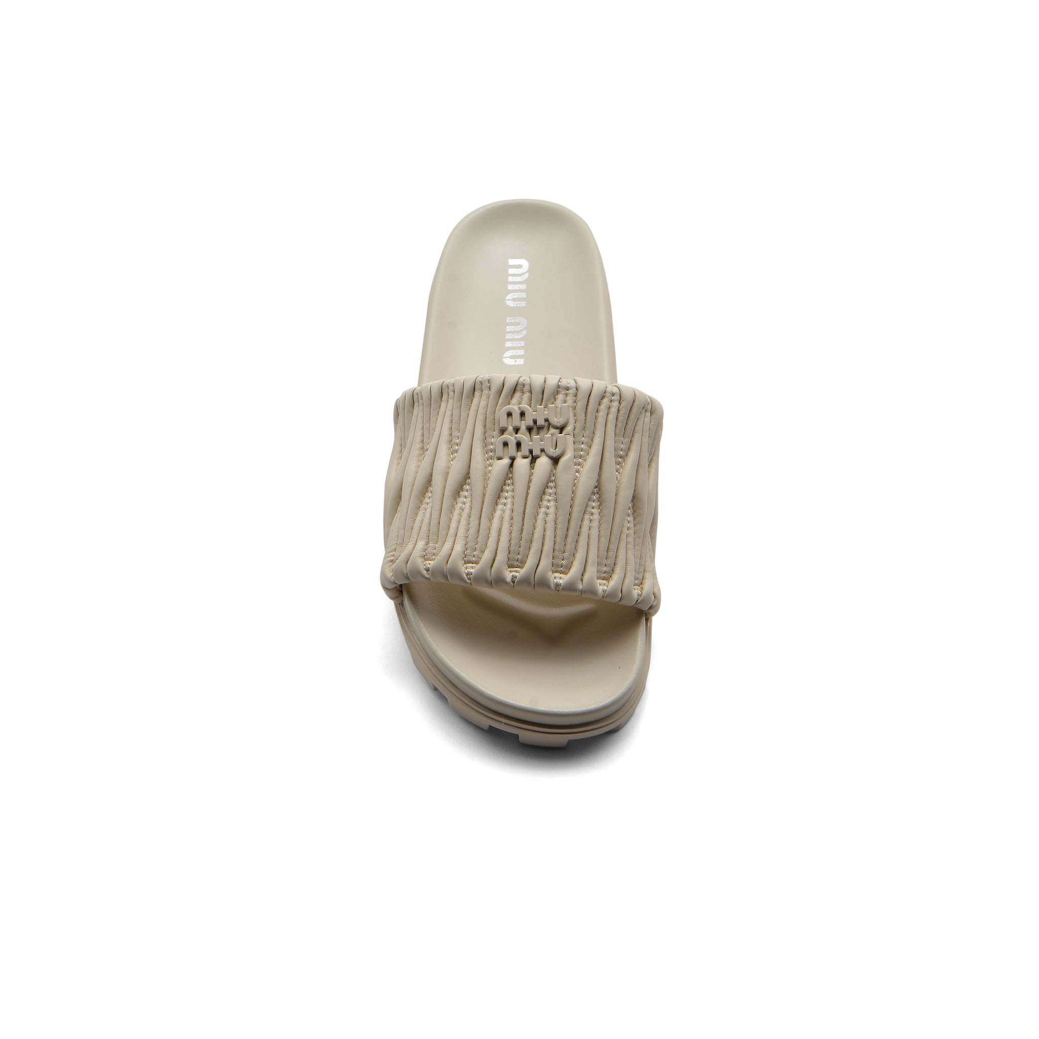 Miu Miu Designer Slides Nappa Leather Beach Slipper Woman 20343 Beige
