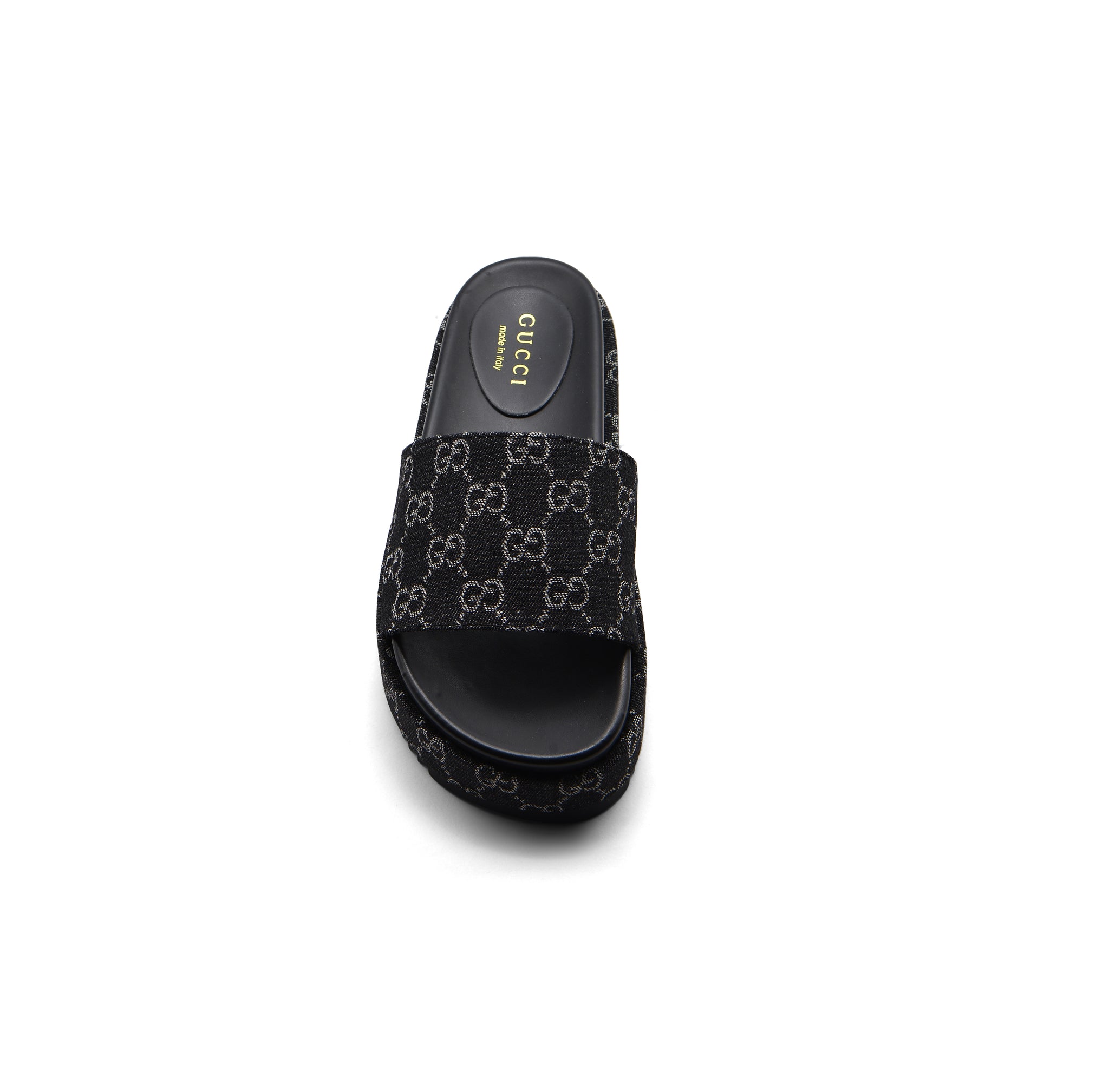 Gucci New Denim GG Monogram Angelina Platform Slide Woman 2020 Black