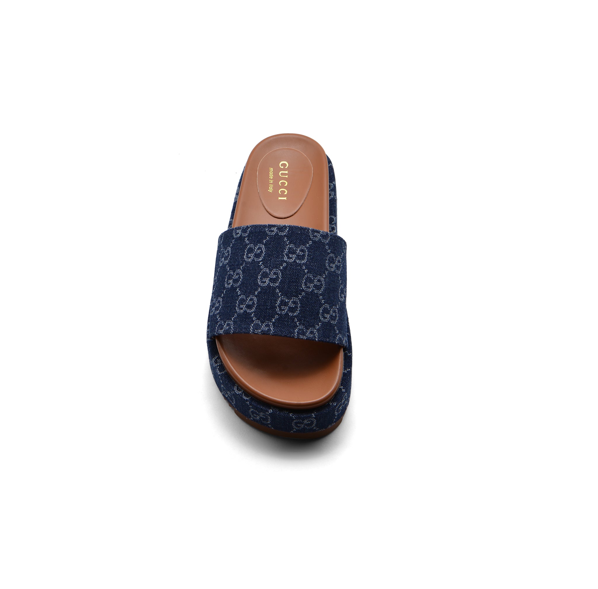 Gucci New Denim GG Monogram Angelina Platform Slide Woman 2020 Blue