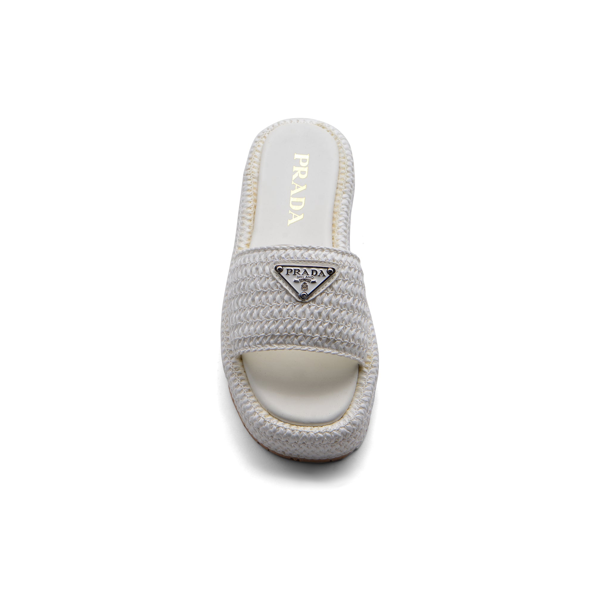 Prada Raffia Printed Espadrilles Crochet Flatform Sandals Woman PA-158 White