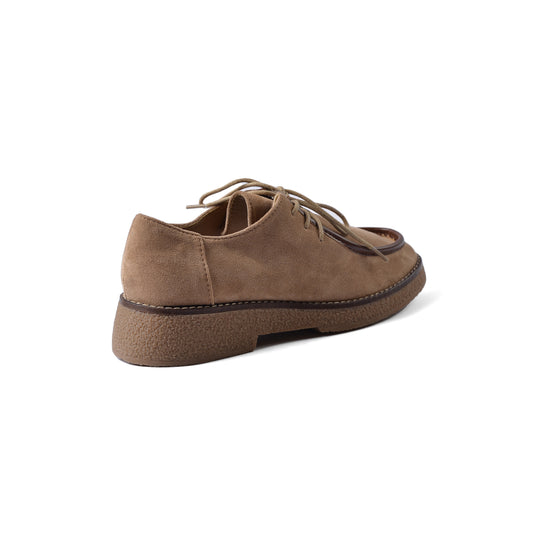 Faux Suede Laced Chunky Loafer Shoes Woman JK-01 Khaki
