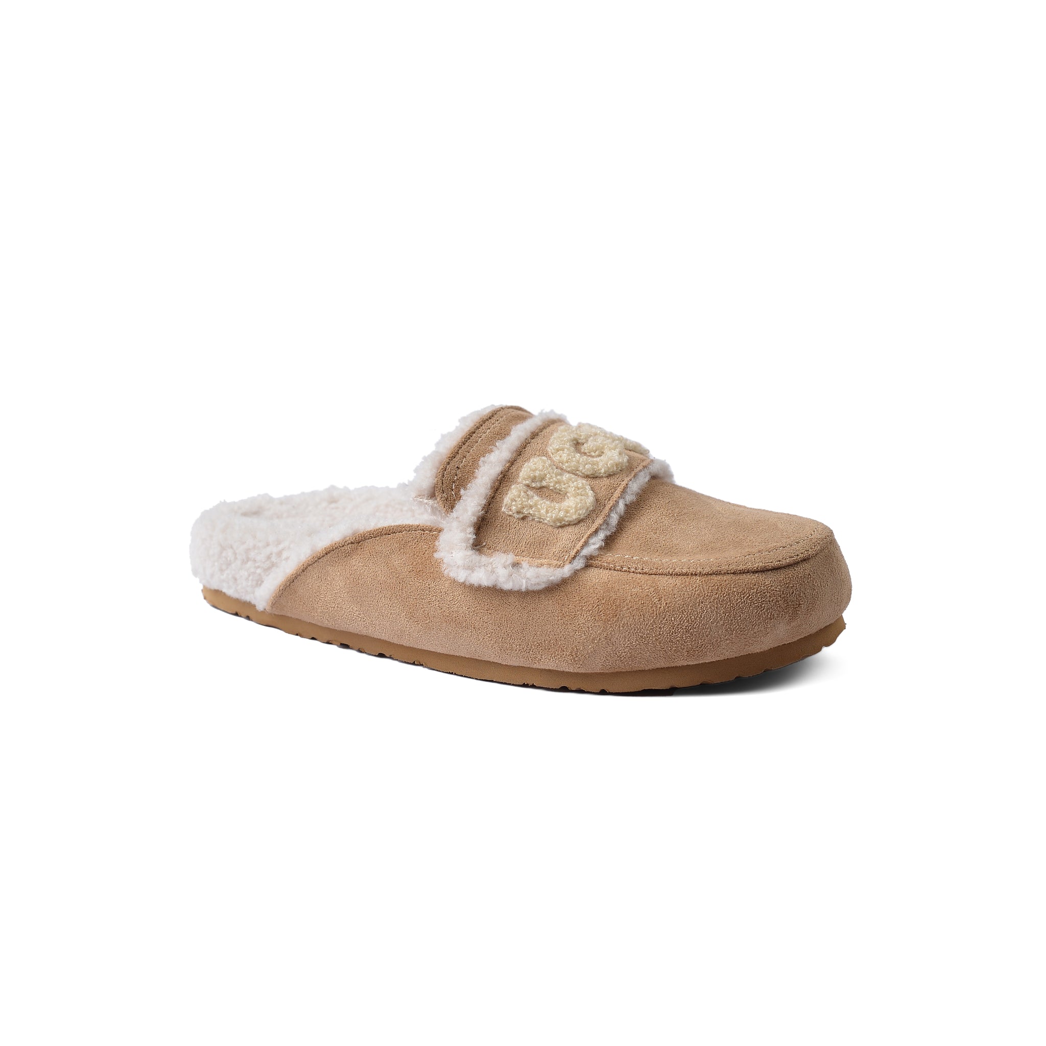 UGG Flat Open Back Loafer Slipper Luxury Woman VK-113 Beige