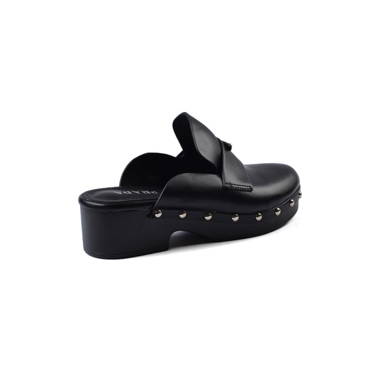 PRADA Mare Open Back Loafer With heels Luxury Woman VI-181 Black