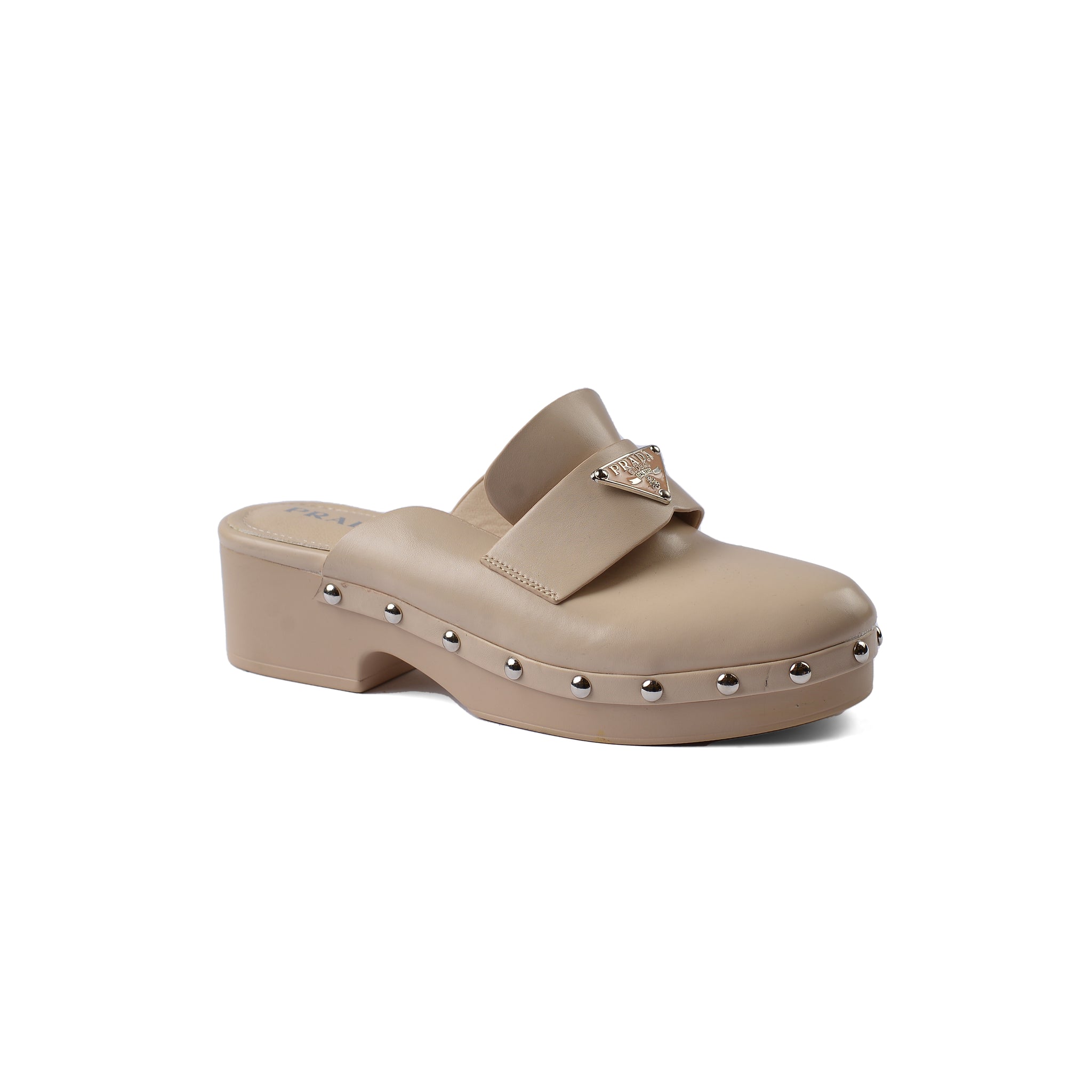 PRADA Mare Open Back Loafer With heels Luxury Woman VI-181 Beige