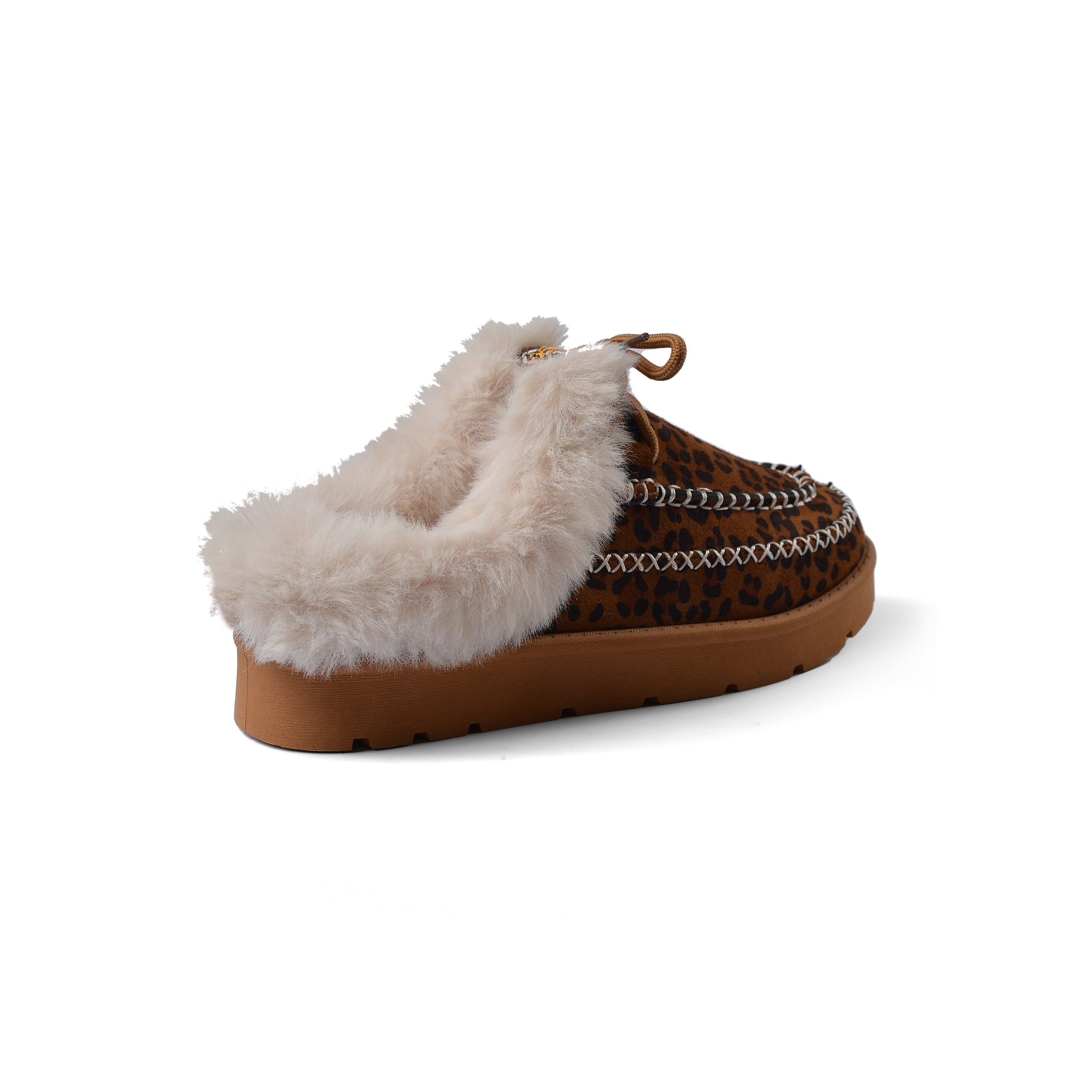 Slipper Double Flat Open Back Loafer Fur Luxury Woman VI-171 Brown&Black