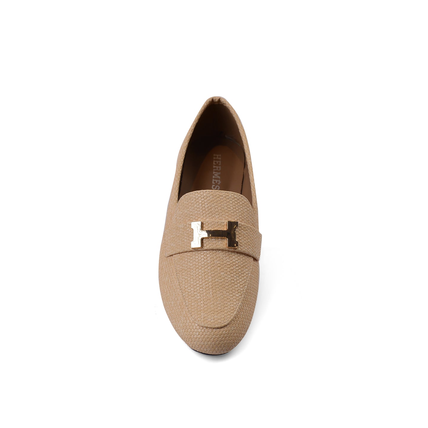 Hermes Paris Loafer Pure Leather Ethos Shoes Woman TN-175 Beige