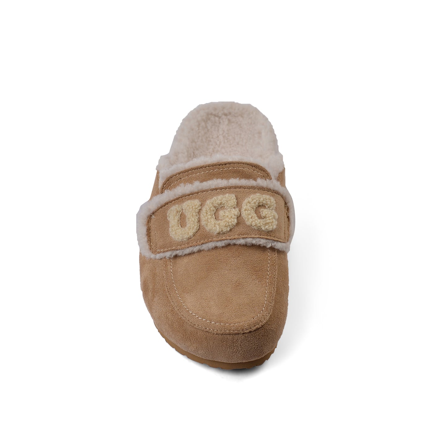 UGG Flat Open Back Loafer Slipper Luxury Woman VK-113 Beige