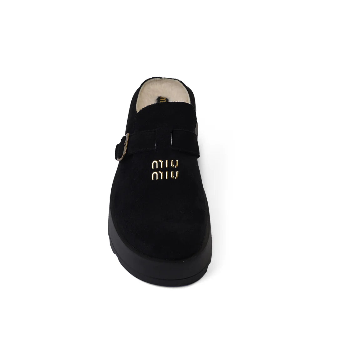 Miu Miu Open Back Loafer Suede Slipper Luxury Woman MA-923 Black
