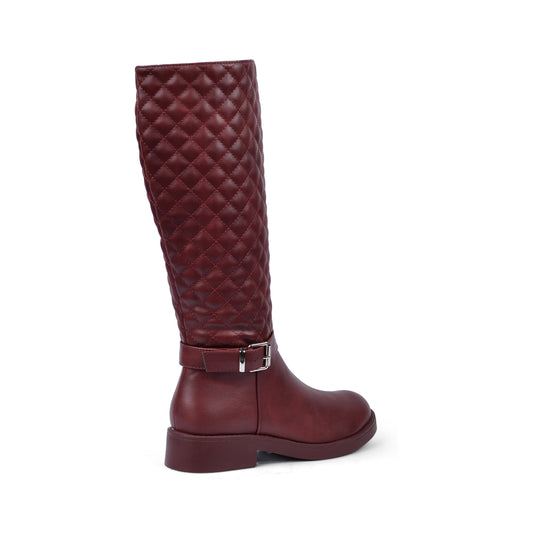 High Quality Design Tan Classic Boots with Buckle Detail 131026707 Burgundy