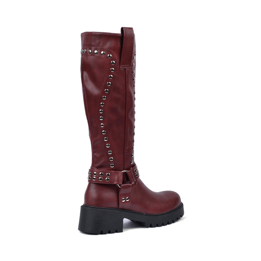 High Quality Design Tan Classic Boots with Detail 12500H025 Maroon