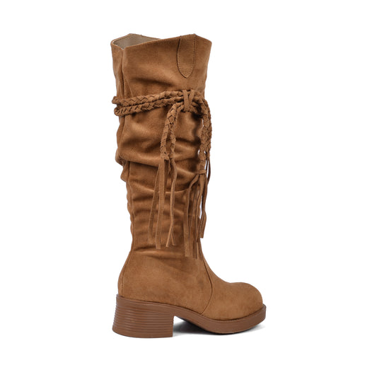 High Quality knee high boots made of suede with a low heel easy to wear equipped A818-2 Havan
