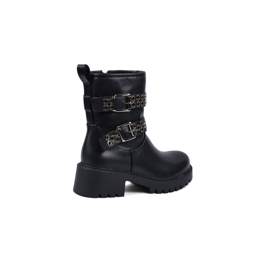 Orion Ringed Heeled Half Boots High Quality with Buckle Detail Woman 125000H01 Black