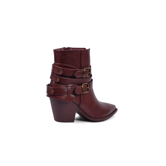 Orion Ringed Half Boots High Quality with Buckle Detail Woman 17726AH9 Burgundy