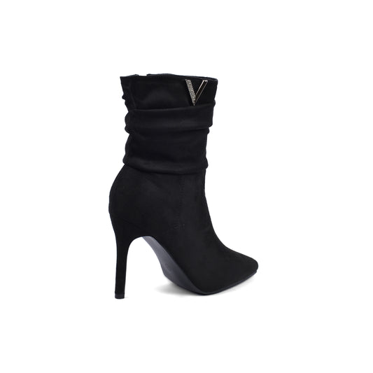 Valentino Half Boots High Quality Suede Equipped with and zipper Woman TN-145 Black