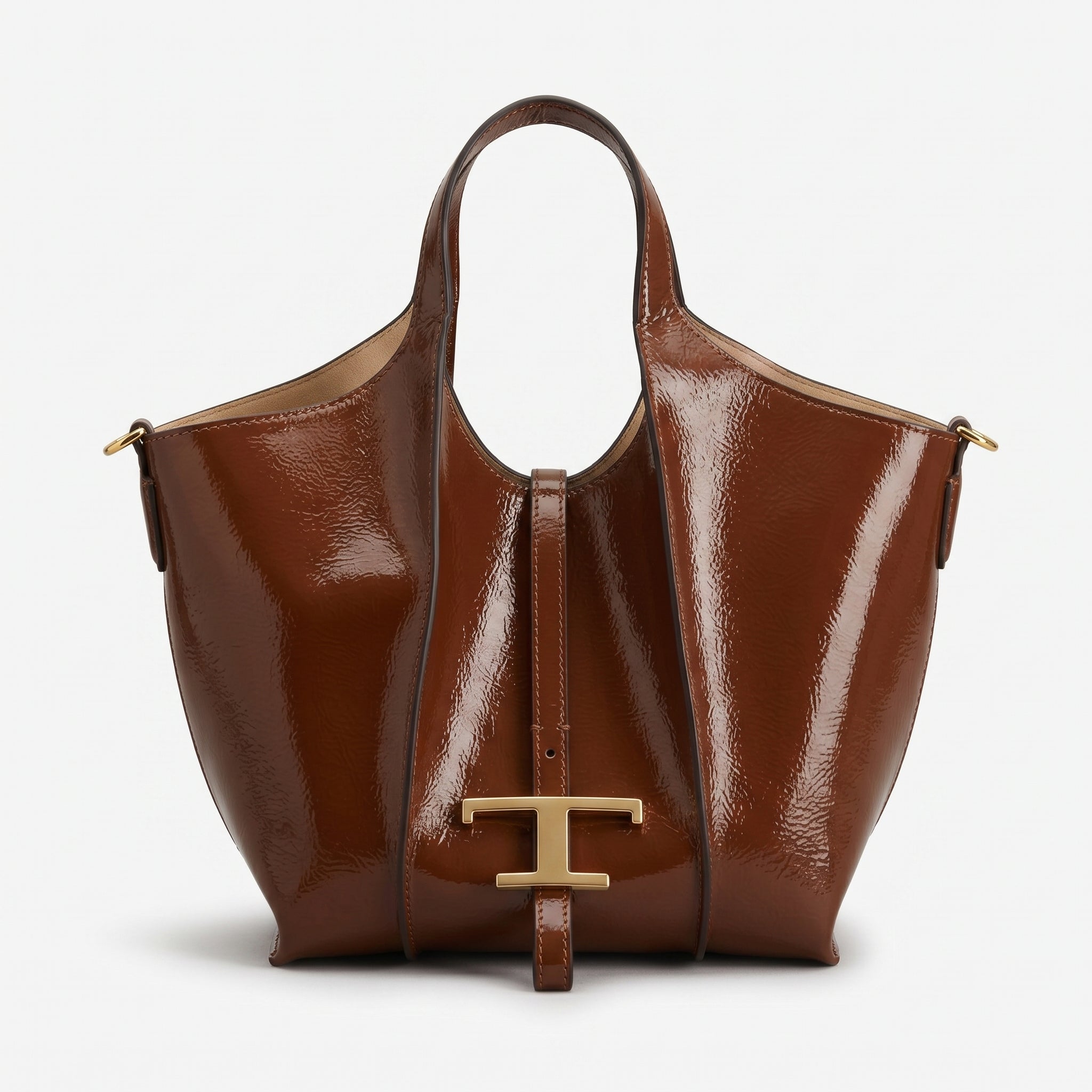 Tod's Timeless Small Shopping Bag in glossy leather – Dimensions: 20 cm (length) x 20 cm (width) Woman 8819 Brown