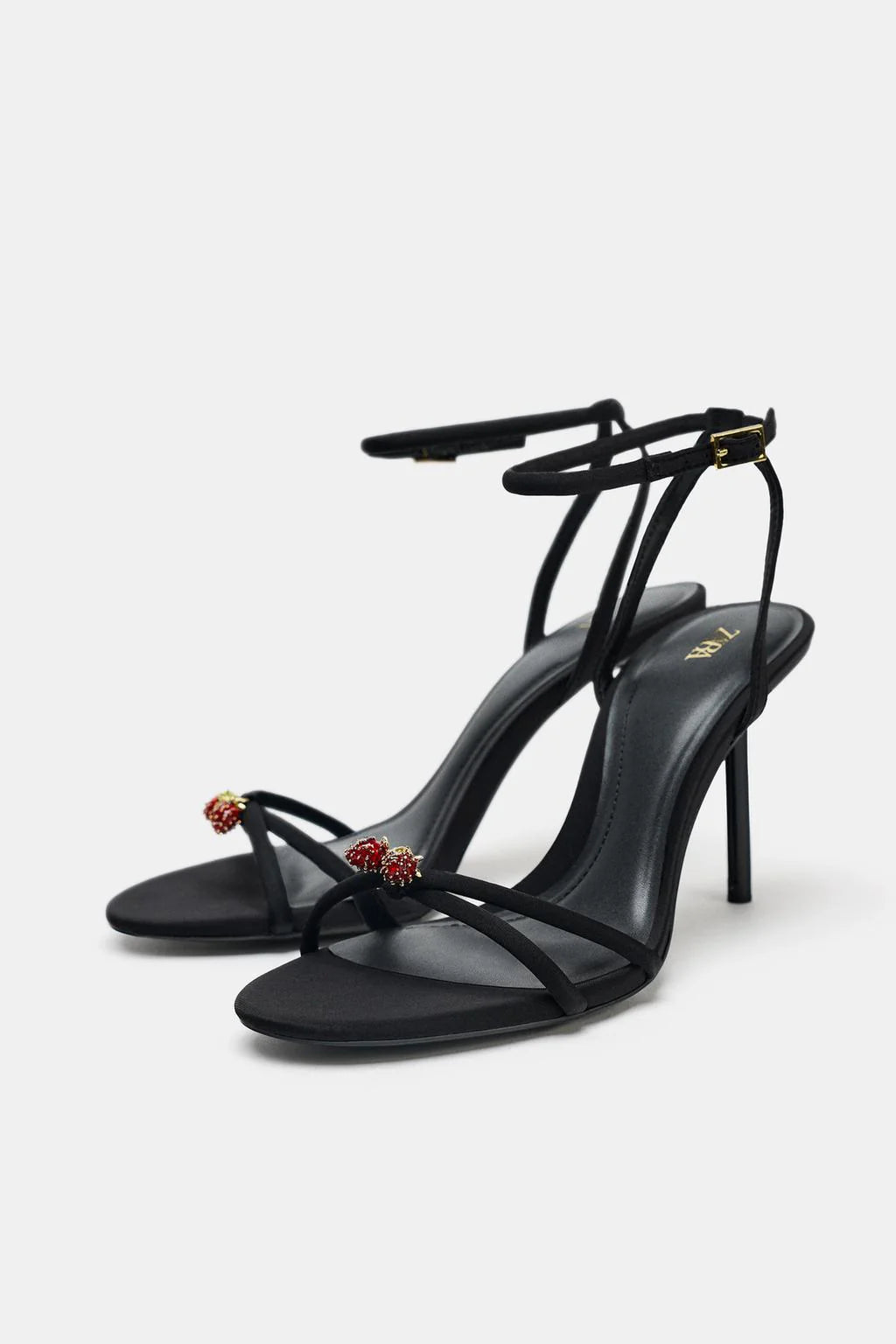 ZARA BEADED CROSSOVER STRAP SANDALS WOMAN 7433-10 BLACK