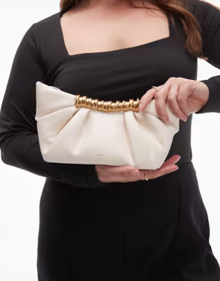JW PEI - Leia Pleated Clutch in Vegan Leather 15 cm - Width 20 cm Mirror Woman 006 White
