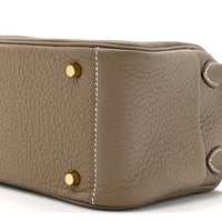 Hermès Etoupe Clemence Mini Bag Lindy 20 Gold Hardware Length 13 cm - Width 19 cm Mirror Woman H278 Khaki