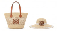 Loewe Raffia Tote Bag With Calfskin Leather Trim Woman LOW 230 Beige