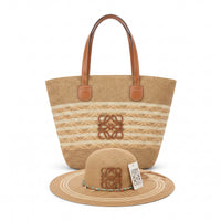 Loewe Raffia Tote Bag With Calfskin Leather Trim Woman LOW 230 Brown