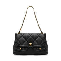 Chanel Maxi Handbag in Black Lambskin Leather Length 25 cm - Width 40 cm Mirorr Woman AP5678 Black