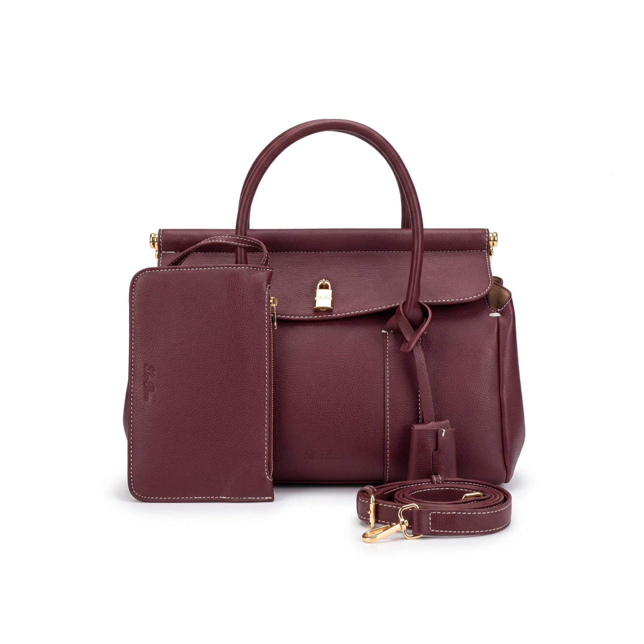 Loro Piana Loom Luxury Women's Bag Leather Goods Loom – Length 21 cm, Width 32 cm L32 Burgundy