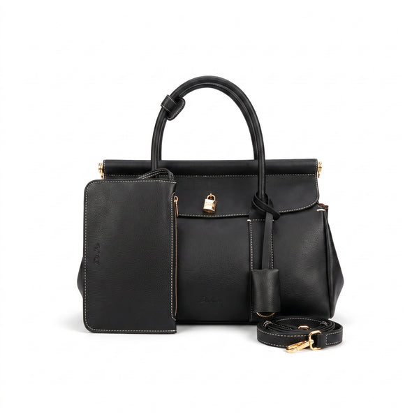 Loro Piana Loom Luxury Women's Bag Leather Goods Loom – Length 21 cm, Width 32 cm L32 Black