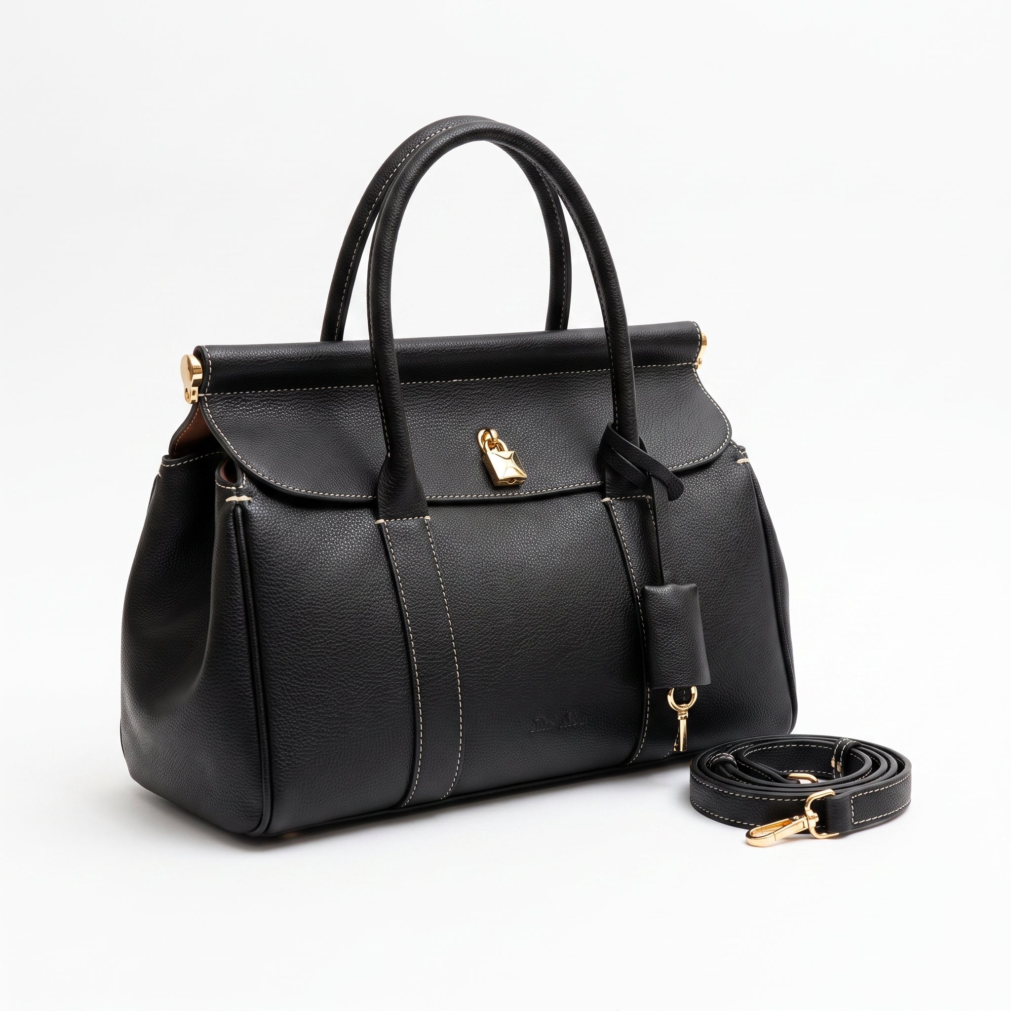 Loro Piana Loom Luxury Women's Bag Leather Goods Loom – Length 21 cm, Width 32 cm L32 Black