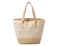 Celine Raffia Tote Bag With Calfskin Leather Trim Woman CEL 213 Beige