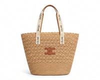 Celine Raffia Tote Bag With Calfskin Leather Trim Woman CEL 213 Brown
