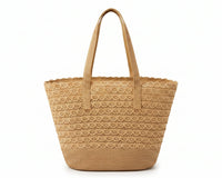 Celine Raffia Tote Bag With Calfskin Leather Trim Woman CEL 213 Brown