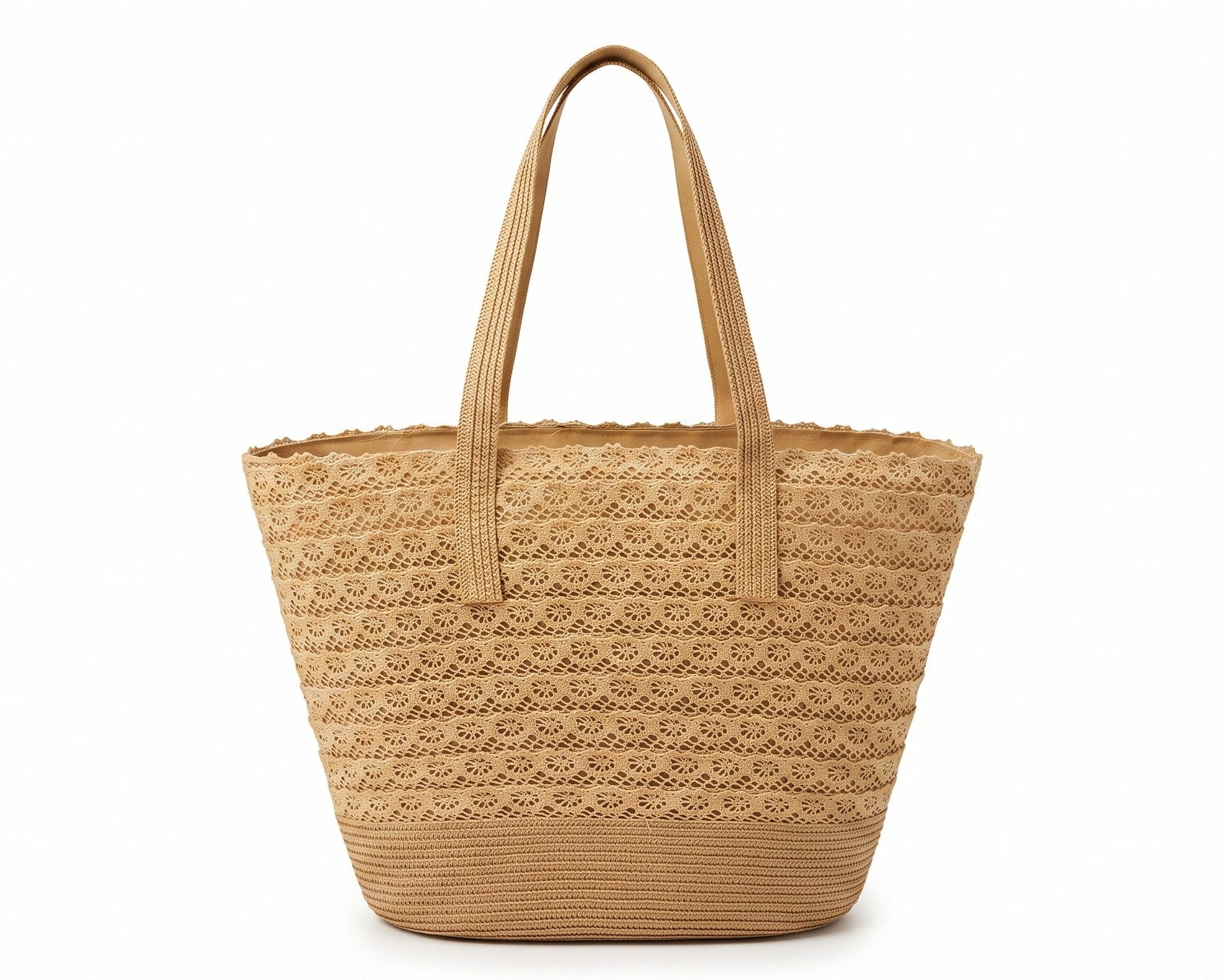 Celine Raffia Tote Bag With Calfskin Leather Trim Woman CEL 213 Brown