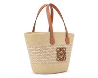 Loewe Raffia Tote Bag With Calfskin Leather Trim Woman LOW 230 Beige