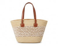 Loewe Raffia Tote Bag With Calfskin Leather Trim Woman LOW 230 Beige