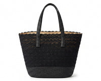 Celine Raffia Tote Bag With Calfskin Leather Trim Woman CEL 213 Black