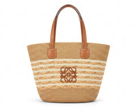 Loewe Raffia Tote Bag With Calfskin Leather Trim Woman LOW 230 Brown