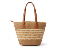 Loewe Raffia Tote Bag With Calfskin Leather Trim Woman LOW 230 Brown