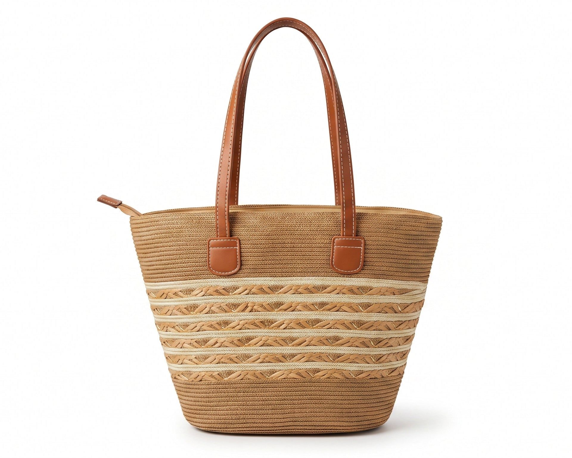 Loewe Raffia Tote Bag With Calfskin Leather Trim Woman LOW 230 Brown