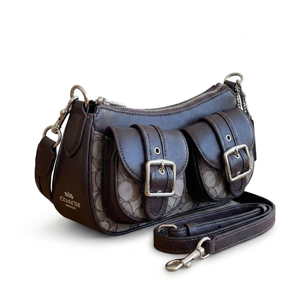 Coach - Ashton Bag In Signature Denim Length 12 cm - Width 24 cm Mirorr Women C076 Coffee