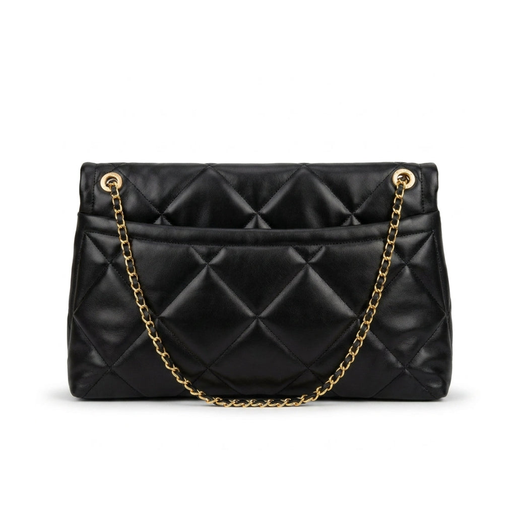 Chanel Maxi Handbag in Black Lambskin Leather Length 25 cm - Width 40 cm Mirorr Woman AP5678 Black