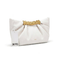 JW PEI - Leia Pleated Clutch in Vegan Leather 15 cm - Width 20 cm Mirror Woman 006 White