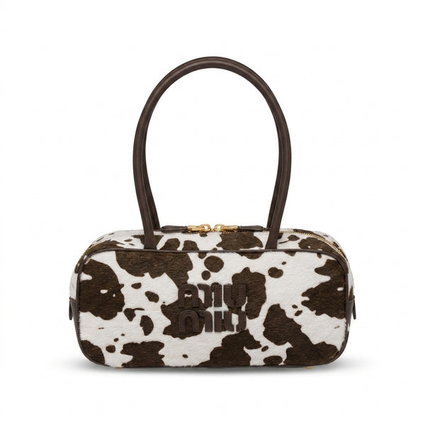 Miu Miu Beau Tartan Small Wool-Blend Top Handle Bag Length 10 cm - Width 27 cm Mirror Woman 2581 Coffee