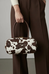 Miu Miu Beau Tartan Small Wool-Blend Top Handle Bag Length 10 cm - Width 27 cm Mirror Woman 2581 Coffee