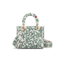 Christian Dior Lady Dior Green Toile De Jouy Clover Length 18 cm - Width 20 cm Mirror Woman 2529 White