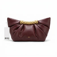 JW PEI - Leia Pleated Clutch in Vegan Leather 15 cm - Width 20 cm Mirror Woman 006 Burgundy